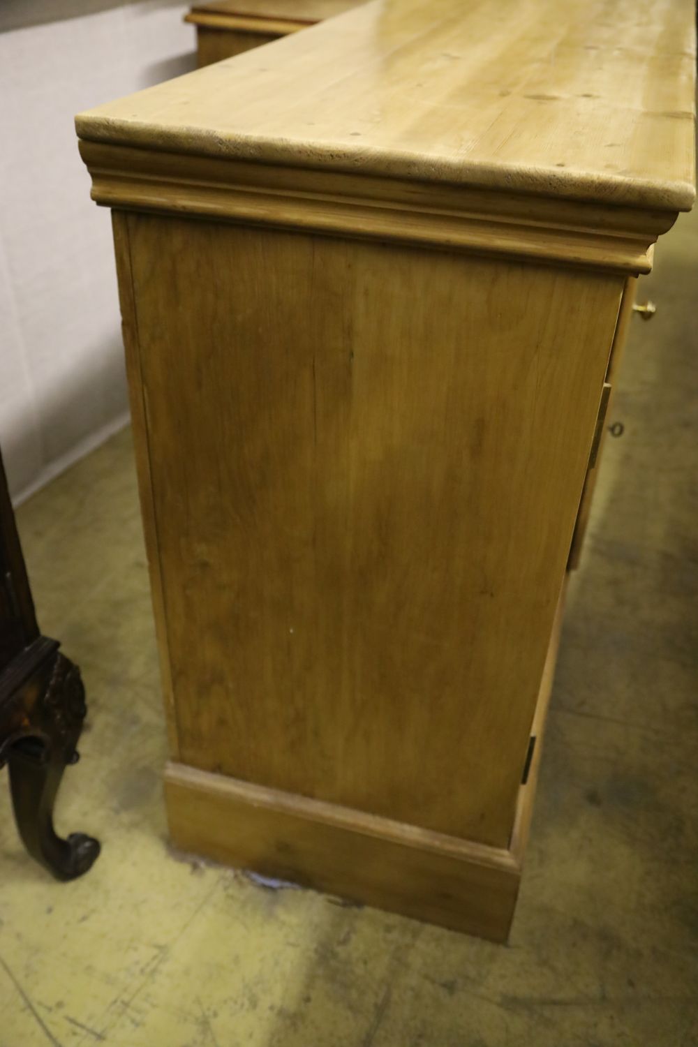 A Victorian pine two door cupboard, width 114cm depth 44cm height 89cm